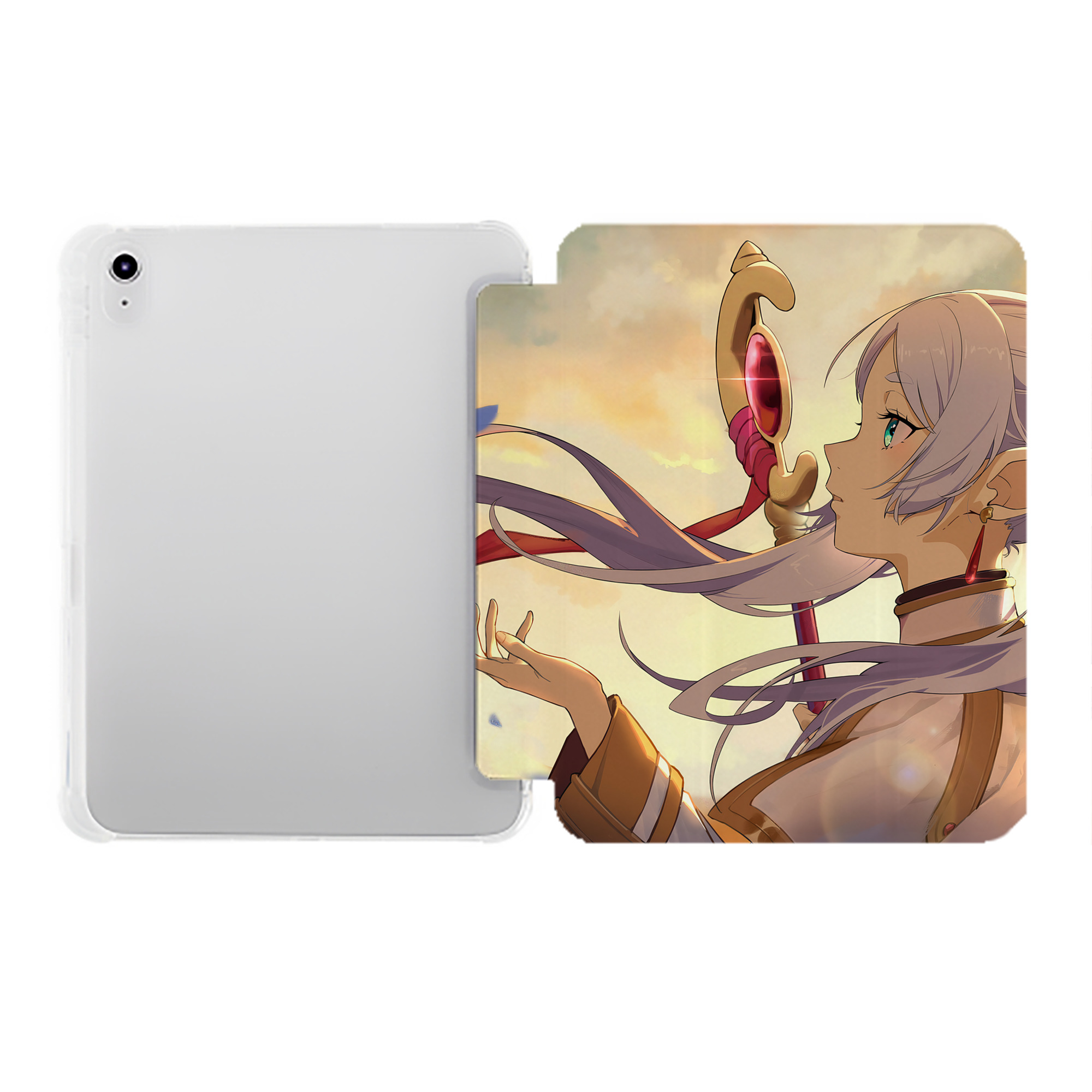 （画像用） 葬送のフリーレン Frieren IPad ケース ペン収納付き 三つ折りスタンド PUレザー×シリコン 対応機種9.5/10.5/10.9インチ